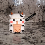 Boba tea cow keychain case for IPhone AirPods 1/2 Generation